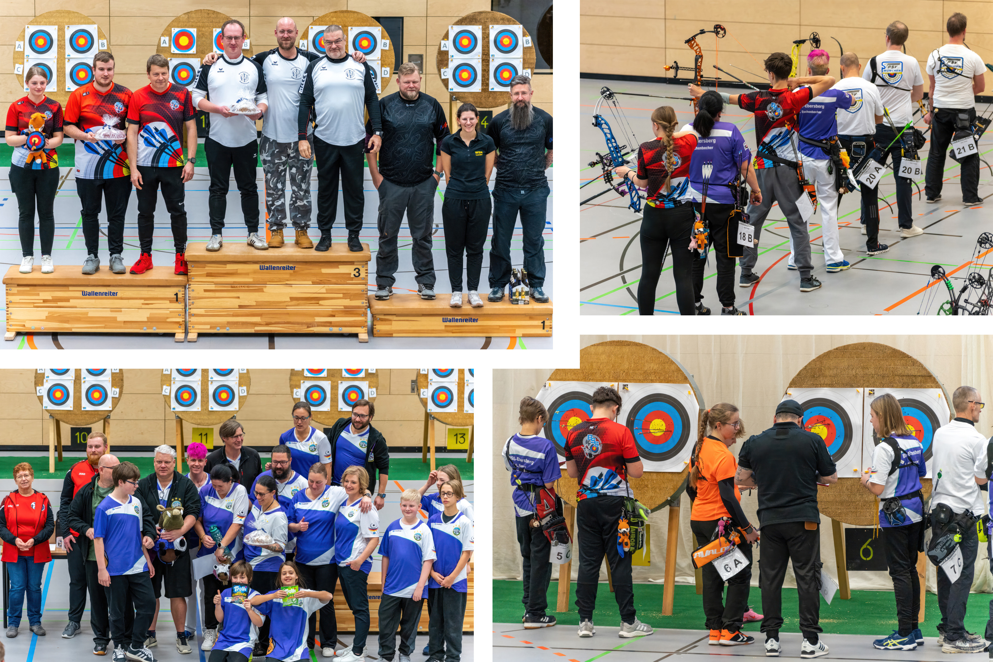 Zweite Collage mit Bogenschützen auf dem Hallenturnier des 1. BSC Rottal