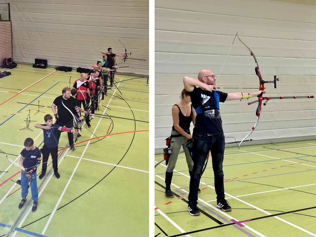 Collage der Bogenschützen zur Vereinsmeisterschaft Halle 2